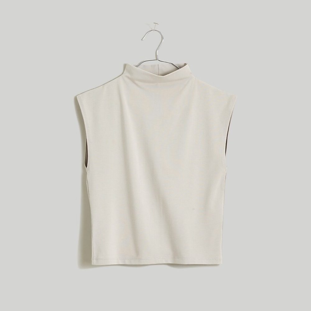 Sleeveless Cream Turtleneck Top